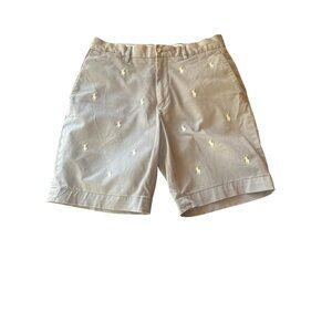 Polo Ralph Lauren Stretch Classic Fit Gray Shorts Embroidered Pony Icons Size 30